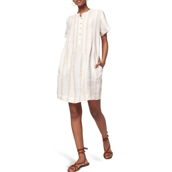 Faherty | Dresses | Faherty Gemina Striped Linen Dress Vallarta Size Medium  | Poshmark